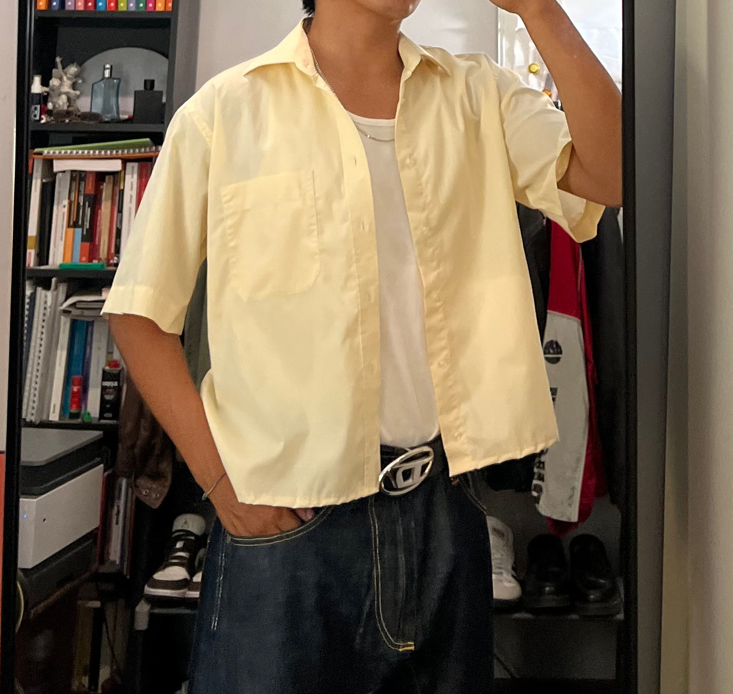 cropped shirt boxy fit yellow