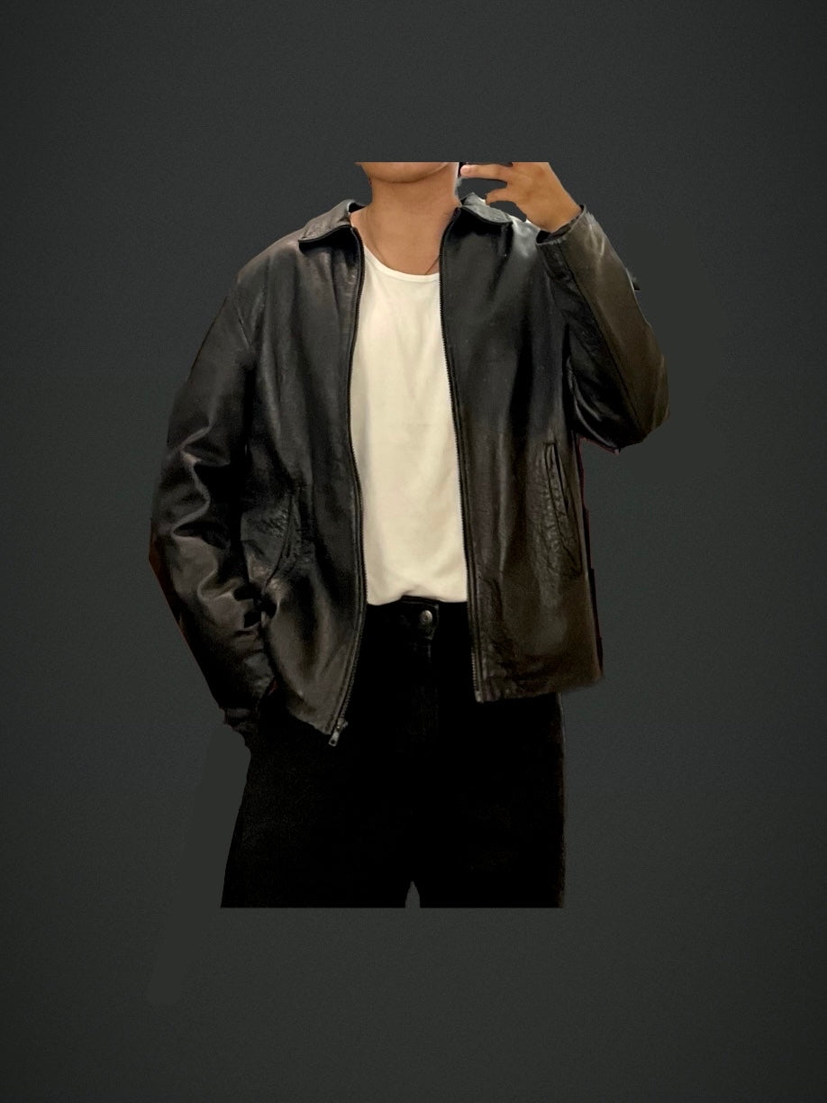 leather vintaje jacket oversize long fit (M)