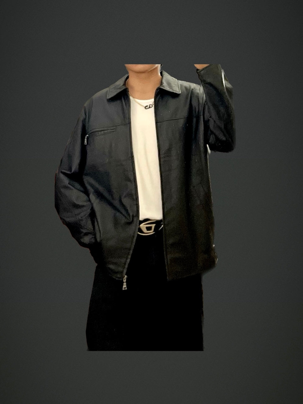 leather jacket vintage long fit (XL)