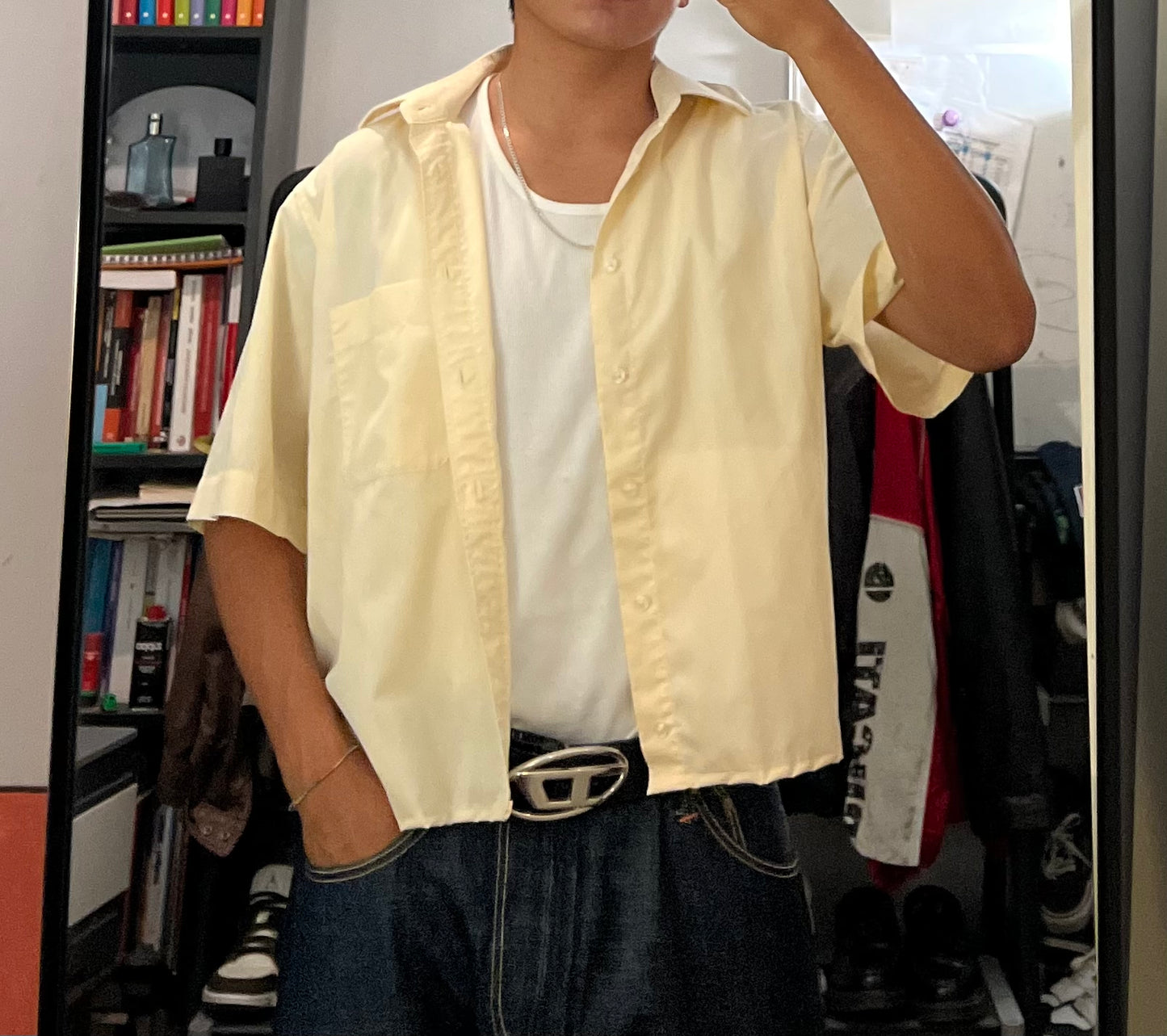 cropped shirt boxy fit yellow