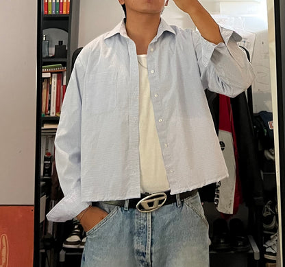 cropped shirt boxy fit azzurro