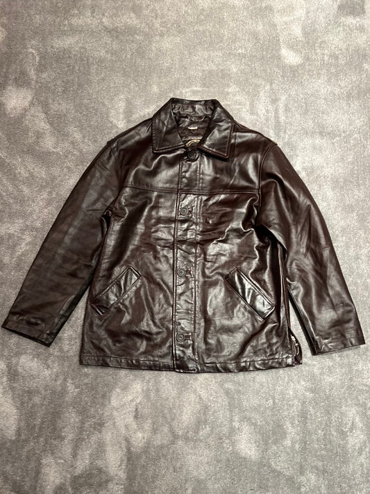 leather jacket vintage long fit (M-L)