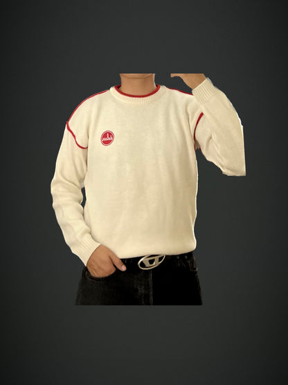 pullover vintage cream - red (L)