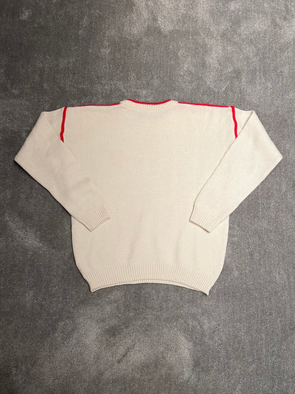 pullover vintage cream - red (L)